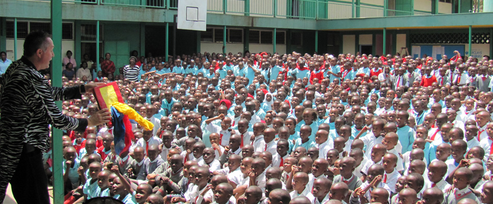 A large group of children at an outreach gathering
